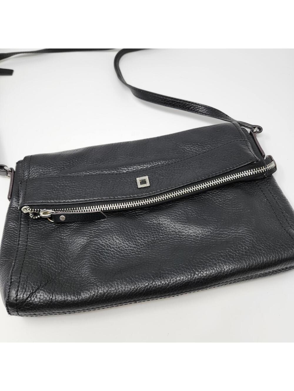 Kate Spade Black Leather Foldover Crossbody Clutch Bag